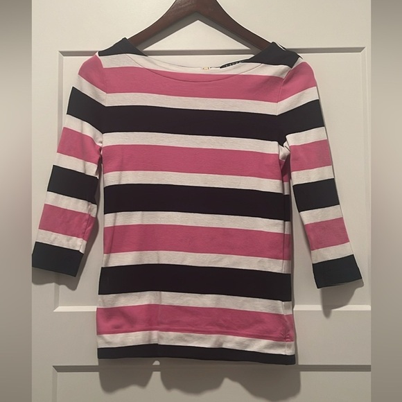 Lauren Ralph Lauren Boxy Pink and Black Sailor Collar Blouse - Picture 1 of 3